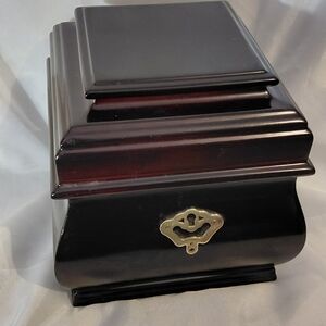 Dark Wooden Jewelry Box with Brass Detail